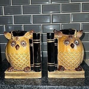 2 Vintage Wise Owl Bookends MCM